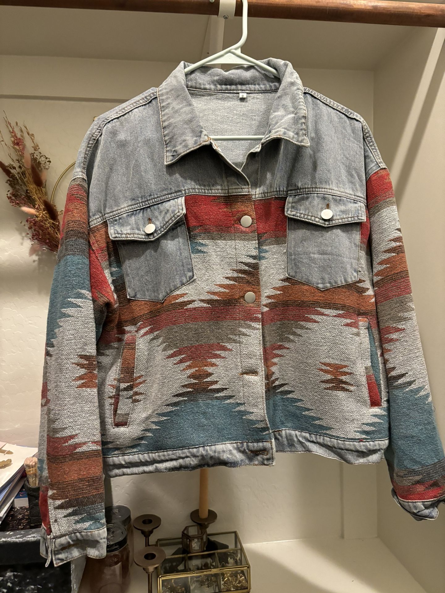 Denim Aztec print Jacket 