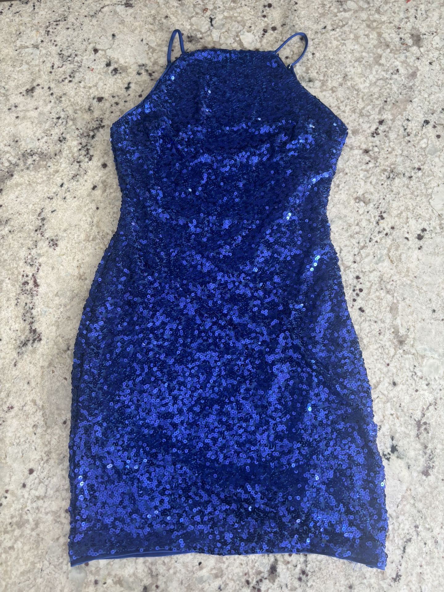 Blue sequin Formal Short Dress Size Medium