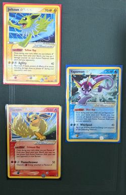 Pokémon TCG Jolteon, Flareon & Vaporeon Gold Star Cards