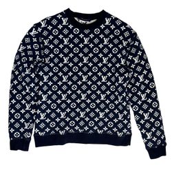 Louis Vuitton Navy Blue And White Jacquard Sweater 