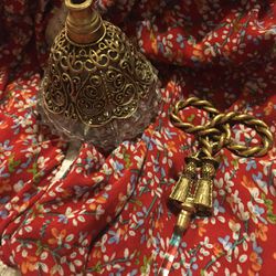 Stylebuilt Vintage Perfume Bottle Tassel, filigree Gold & Glass Wand great for Valentine’s Day