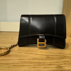 BALENCIAGA | Unisex Plain Leather Small Wallet Chain Wallet Logo