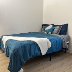 Full Size Bed with Metal Frame and Storage Space