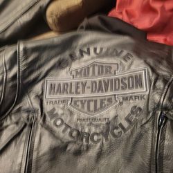 Harley Davidson Leather 2pc Jacket And Sweatshirt Size Large Womens