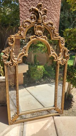 53"x31" Large Ornate Vintage French Rococo Style Gilt Gold Mirror
