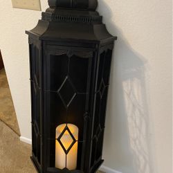 Black Metal Hanging Wall Sconce /Lantern 4 Ft Tall  
