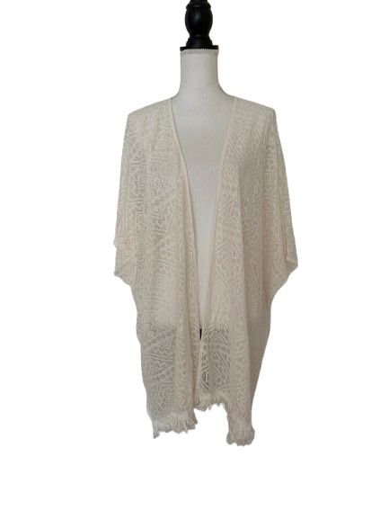 New American Eagle Kimono Cover-Up Womens Beige Paisley Boho Beach Wrap, Sz OS