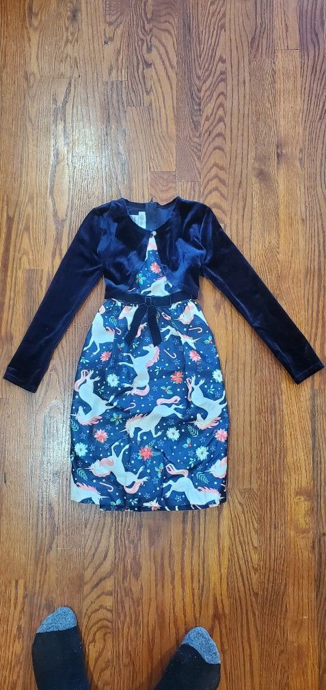 Girls Holiday Christmas Unicorn Dress Sz 6x