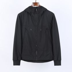 Cp Company Hooded Zip Up Jacket In Black
