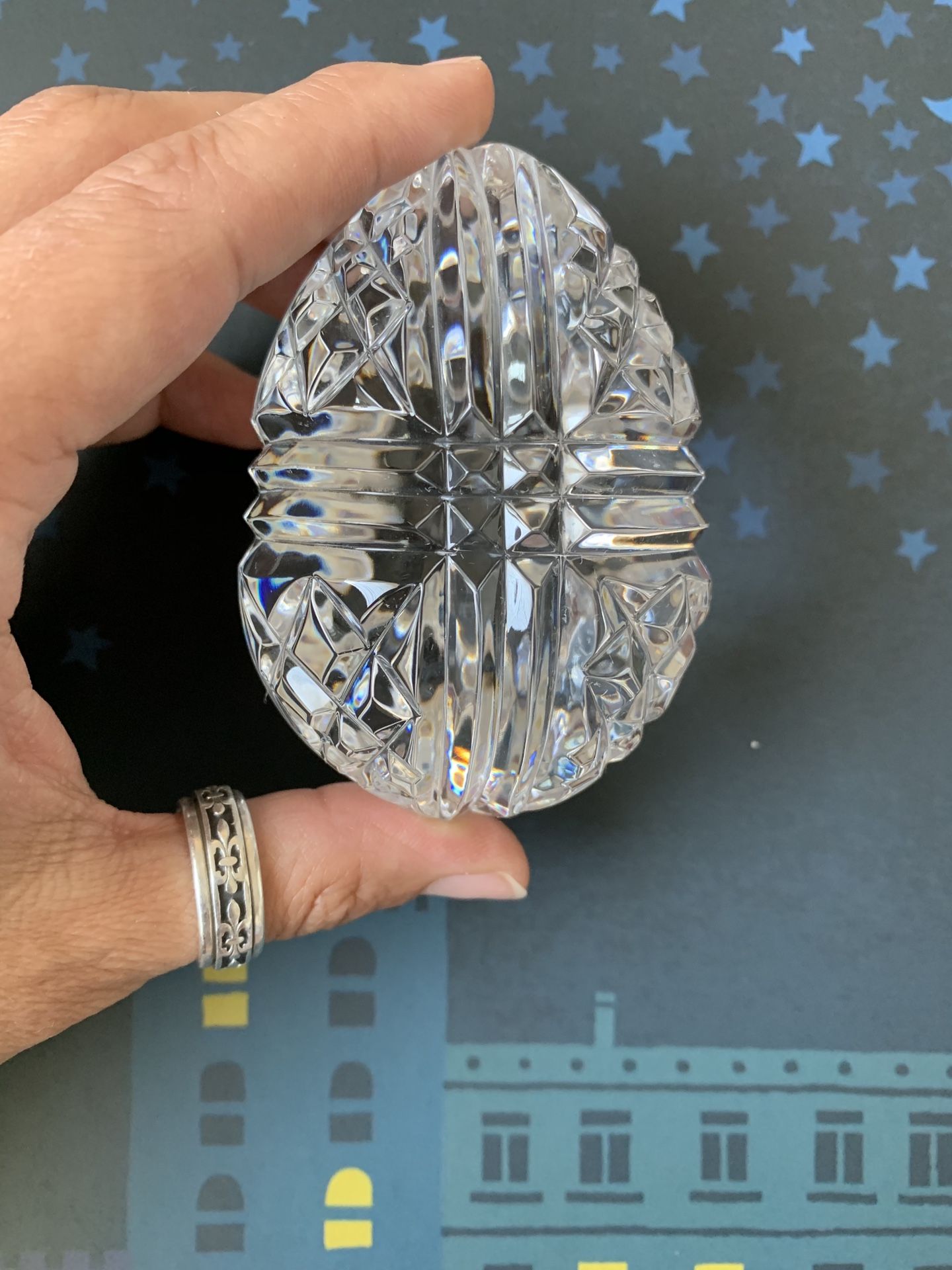 Original Waterford Clear Crystal Egg Paperweight (279)