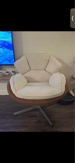 Round Swivel Accent Chair Cream and Brown