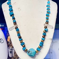 Turquoise And Quartz Necklace 