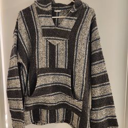 Men's Baja Hoodie - Black/Gray/Blue Size Large-Good Condition (SE San Diego)