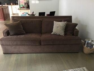 Velvet brown Ethan Allen Nail-Head two cushion couch