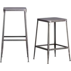 CB2 - 2 Flint metal bar stools 