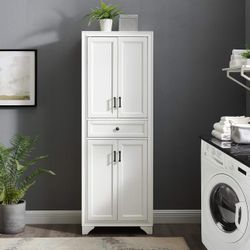 Crosley Furniture Tara Pantry Storage Cabinet with Shelves White