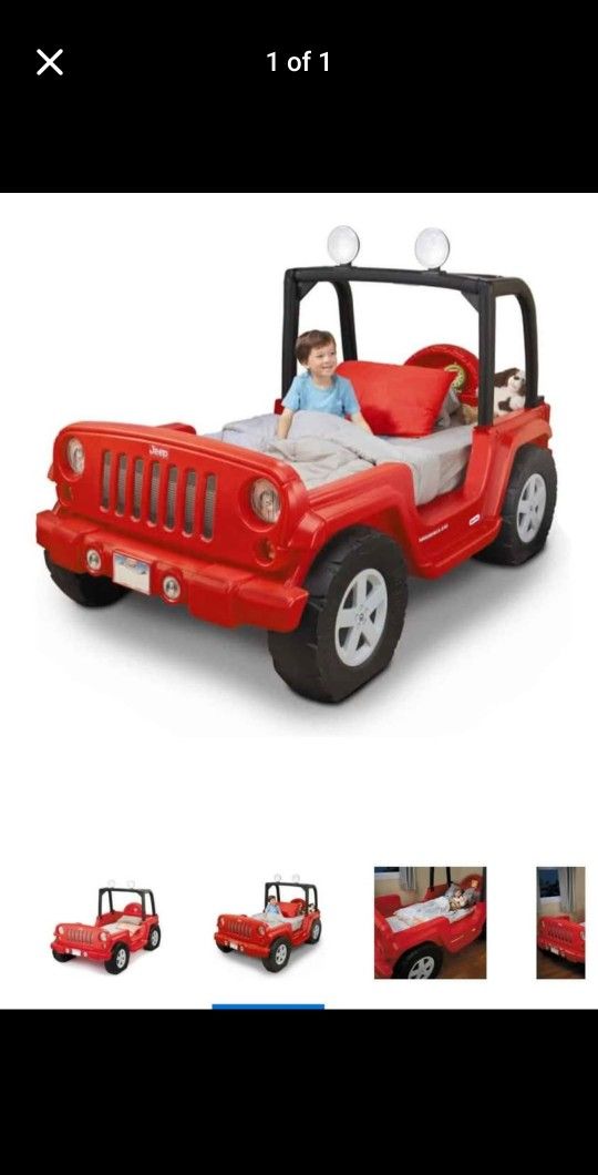 ףLittle Tikes Jeep Wrangler Toddler-to-Twin Convertible Bed, Red