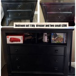 Bedroom set 1 big dresser and two small