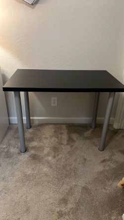 Small desk (IKEA Amon) black with silver legs