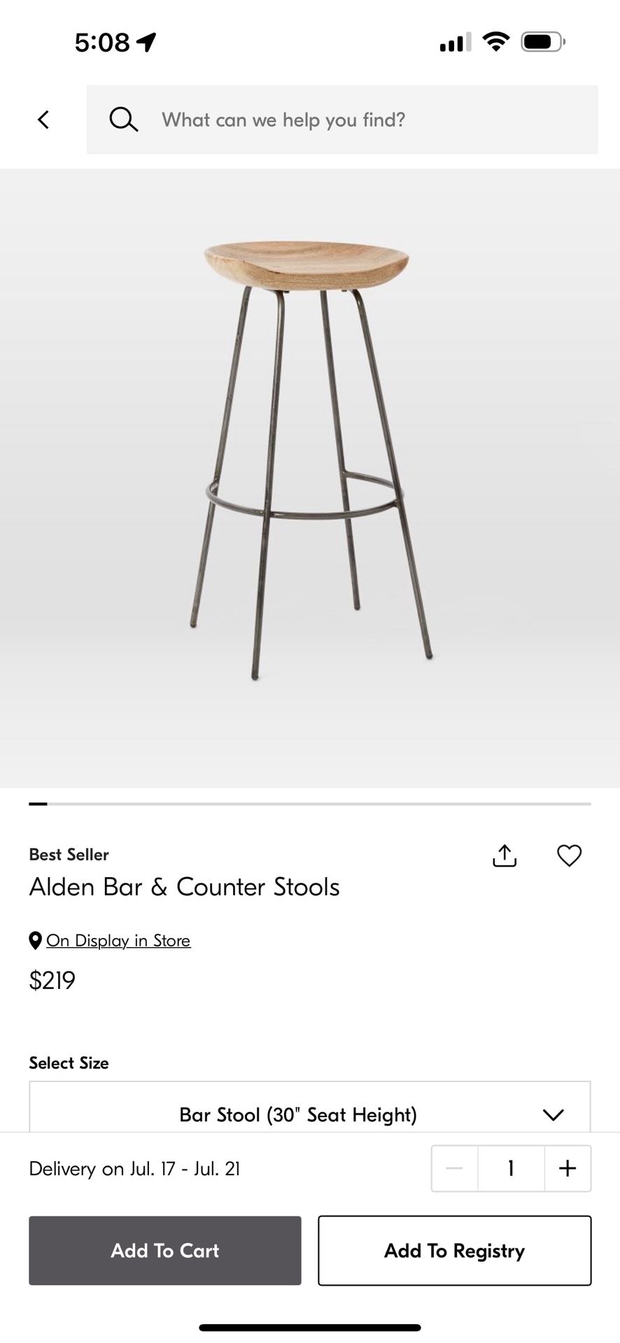 West Elm Alden Barstools