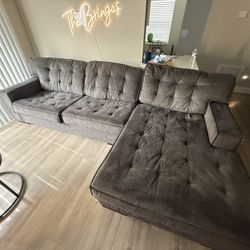 Couch L Shaped Grey 