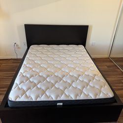 IKEA MALM Queen Bed Frame With Luroy Slats With Queen Mattress