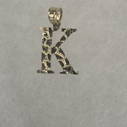 10k Real Gold Nugget Letter Pendant Charm