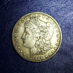 1888 “O” AU Morgan Silver dollar w Toning