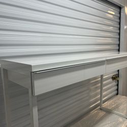 IKEA Besta Burs White Glossy 2 Drawer Desk