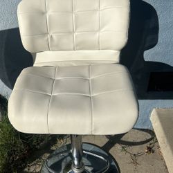  Swivel Bar Stool, Leather Adjustable Height Barstools Lift Pub Chair for Kitchen Bar, Beige