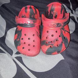Size 6c Toddler Kids  Crocs Red Black 