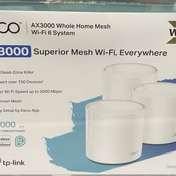 TP-Link Deco X60 Wi-Fi 6 AX3000 Whole Home Mesh Wi-Fi System 3Pack Seal 1401347