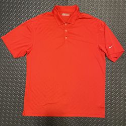 Nike Golf Polo Shirt Argyle Men's XL Red Dri-Fit Short Sleeve Activewear Swoosh