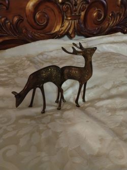 VINTAGE BRASS DEER SET 