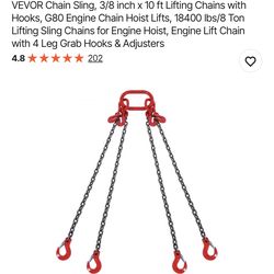 Chain Sling, 3/8 inch x 10 ft Lifting