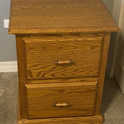 Two Drawer Oak File Cabinet 