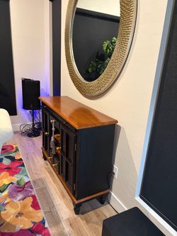 Black and Cherry Wood Sideboard Cabinet