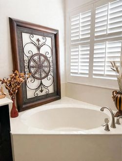 Large Decorative Tuscan Rustic Wrought Iron Wall Grille Art