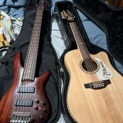 takamine 12 string and ibanez 6 string bass