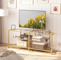 Gold metal + glass TV Stand | Plant Stand | home storage shelf