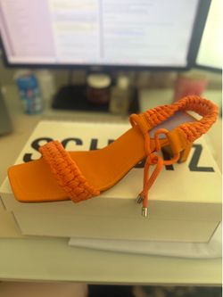 Schutz leather braided orange sandals 8.5