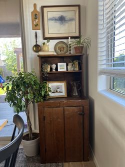 Primitive Wood Hutch Cabinet