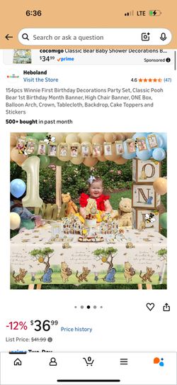 Winne First Birthday Decoration Party Set 