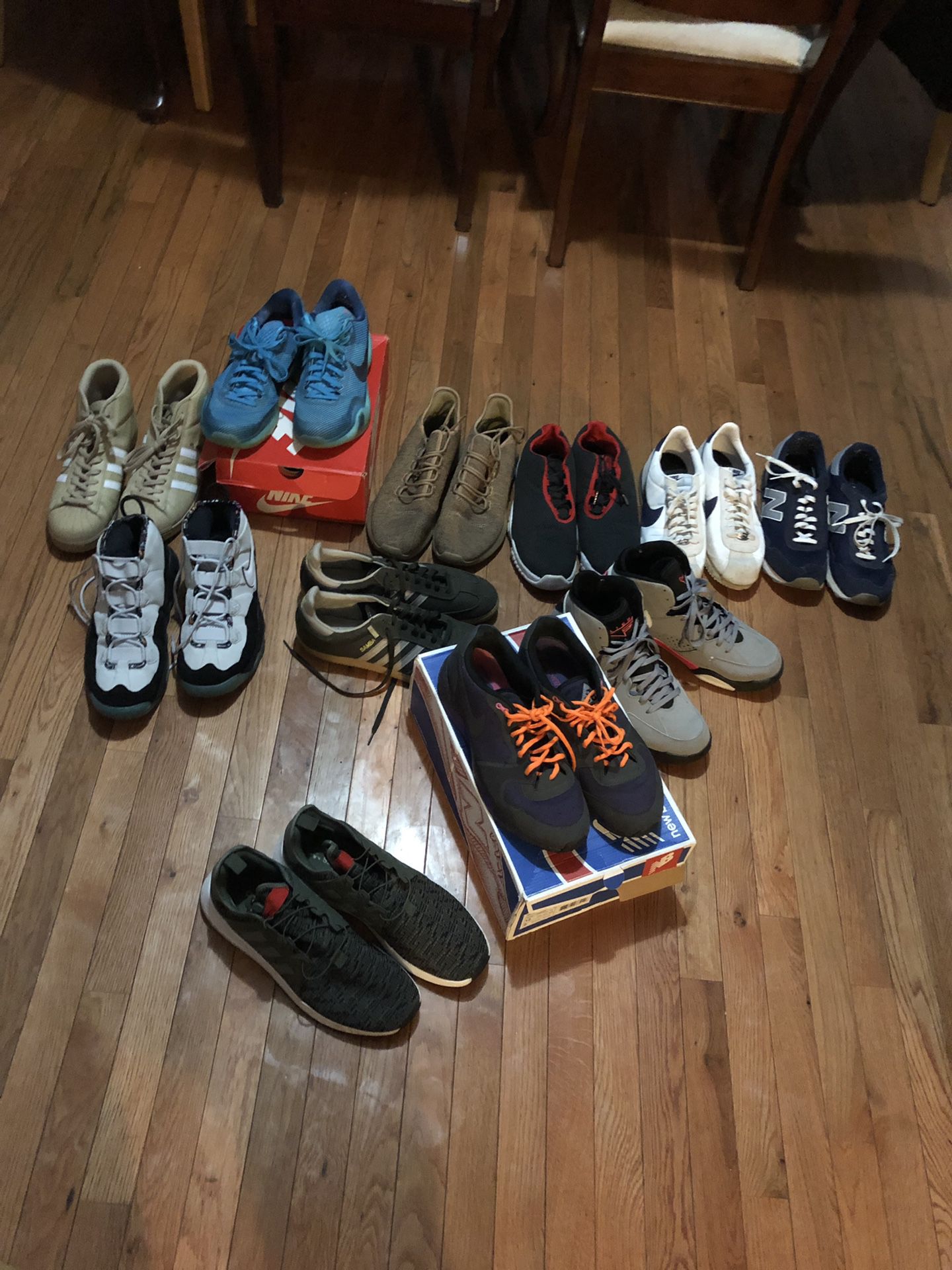 Jordan’s, Kobe’s, new balance, adidas, size 12