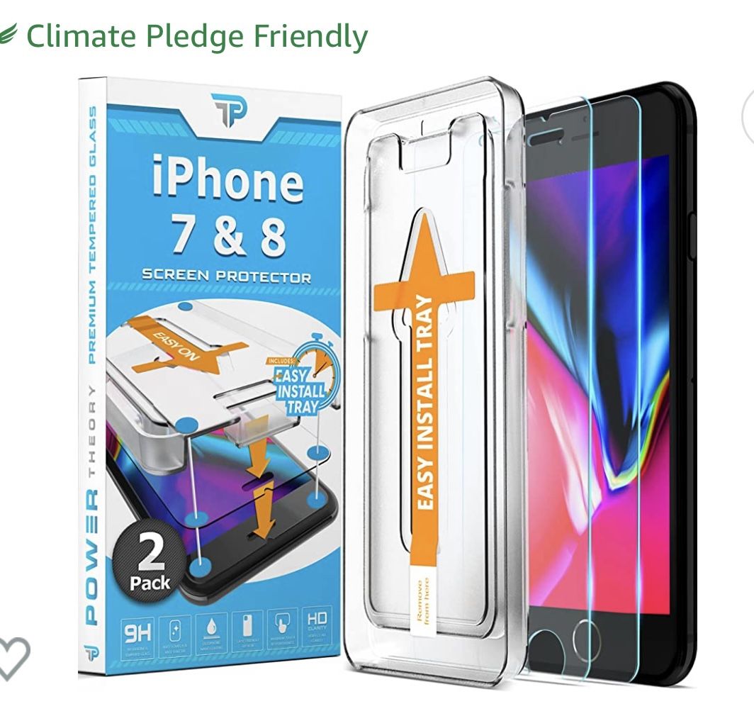 iPhone 8 Screen Protector/iPhone 7 Screen Protector [2 Pack] with Easy Install Kit [Premium Tempered Glass