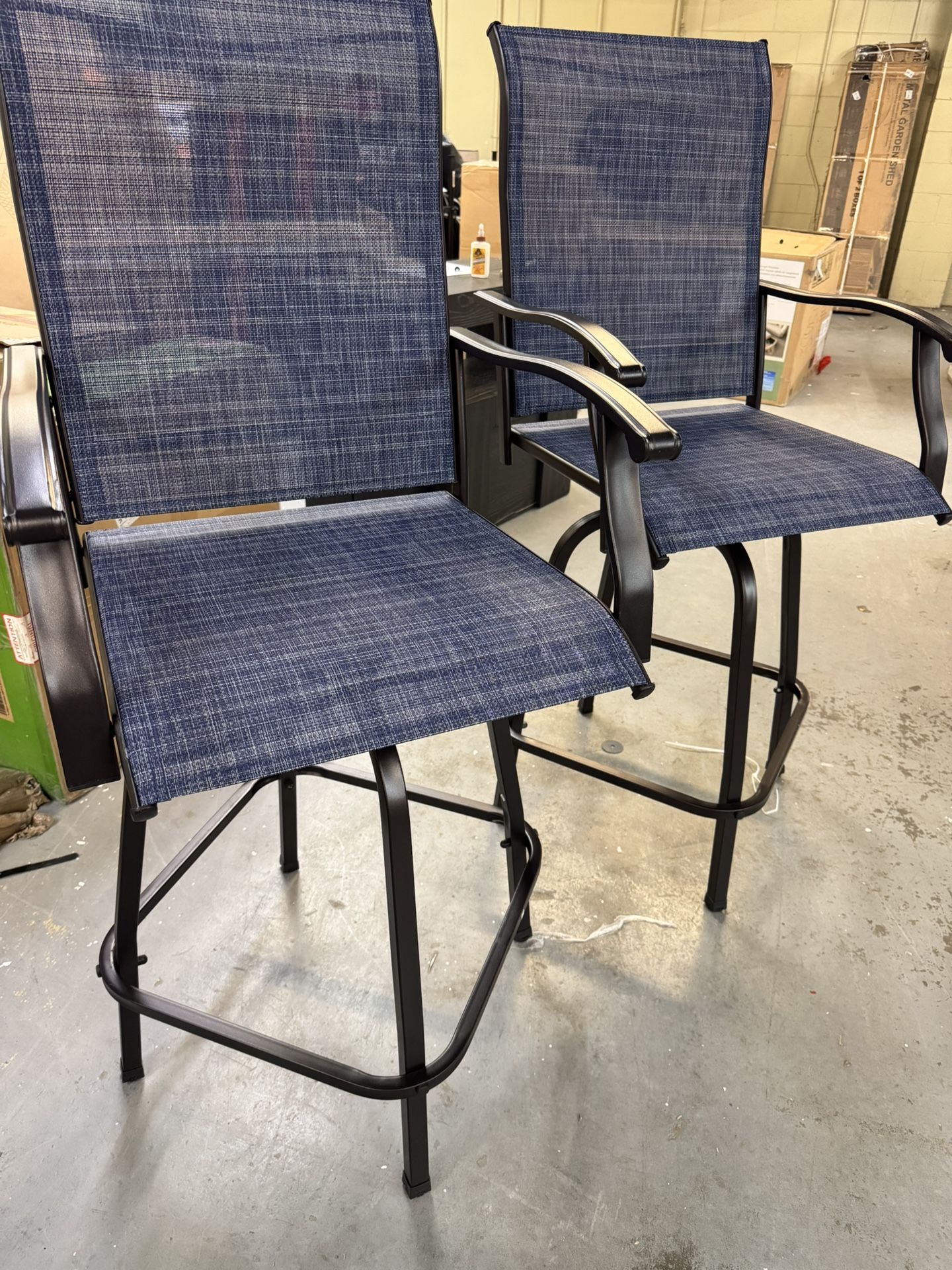 Outdoor Blue Mash Bar Stools New In Box Set Of (2)