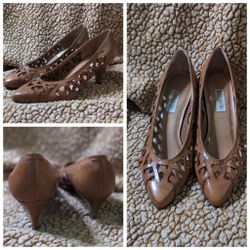 Leather Woven Heels