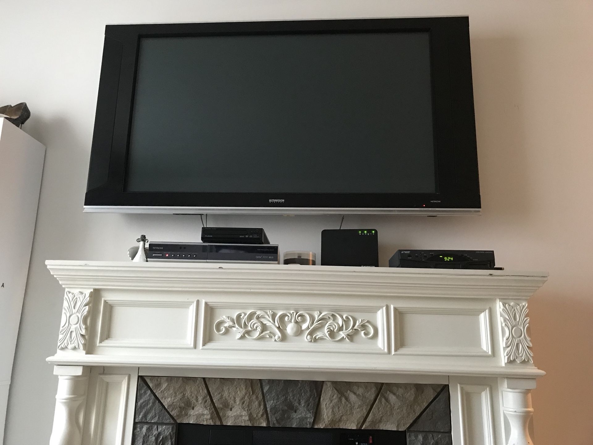 55 inch tv. 60 inch fireplace