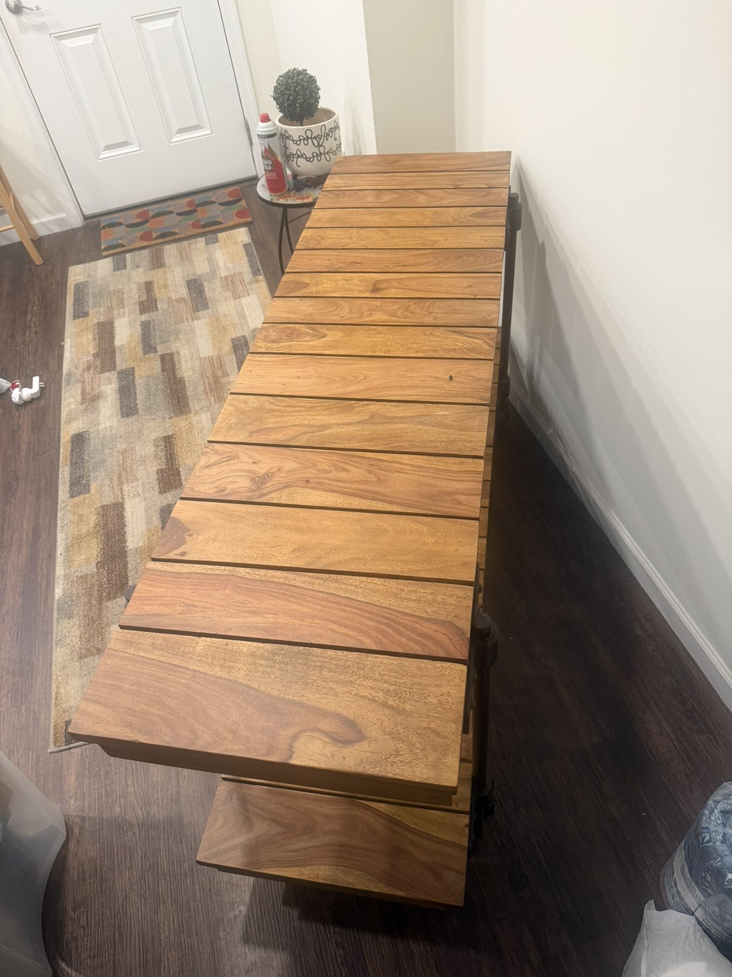 Coast to Coast Stewart Solid Wood Console Table With Metal Casters