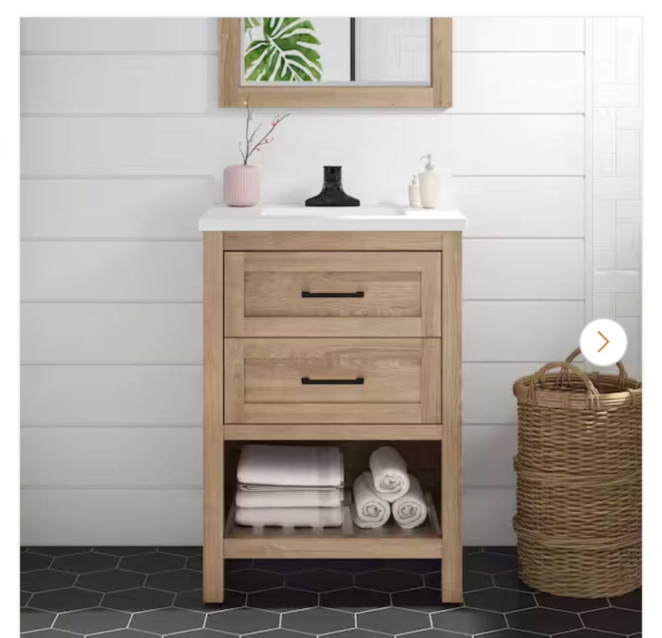 Autumn 24 in. Single Sink Weathered Tan Bath Vanity with White Engineered Stone Top (Assembled)